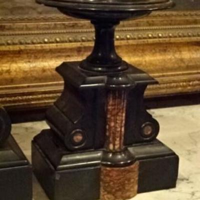 LOT 55A: 19TH CENTURY FRENCH BLACK MARBLE CLOCK GARNITURE