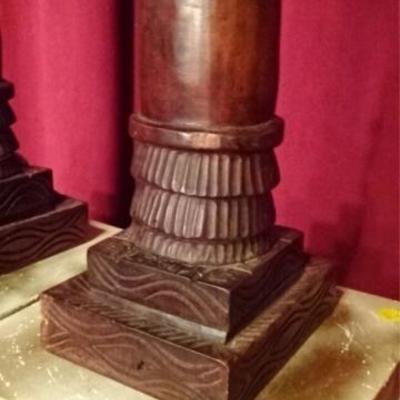 LOT 89C: PAIR AFRICAN HAND CARVED WOOD BUSTS