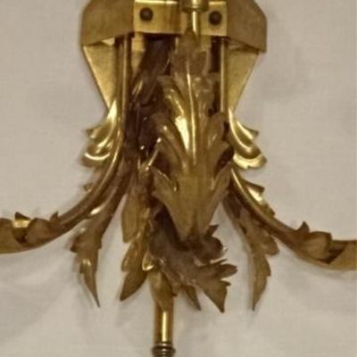 LOT 24D: PAIR LARGE BRASS WALL SCONCES, 6 LIGHTS EACH