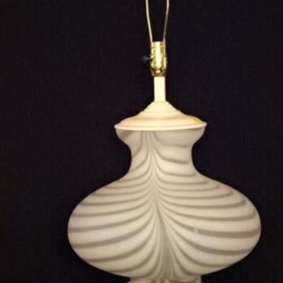 LOT 90A: MID CENTURY WHITE ART GLASS LAMP