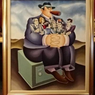 LOT 101A: HUGE YUVAL MAHLER OIL ON CANVAS PAINTING