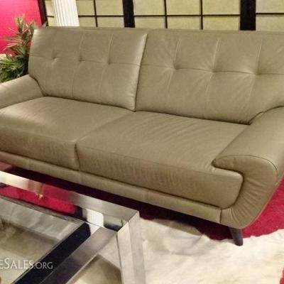 LOT 59A: MODERN DESIGN TAUPE LEATHER SOFA - 2 AVAILABLE!