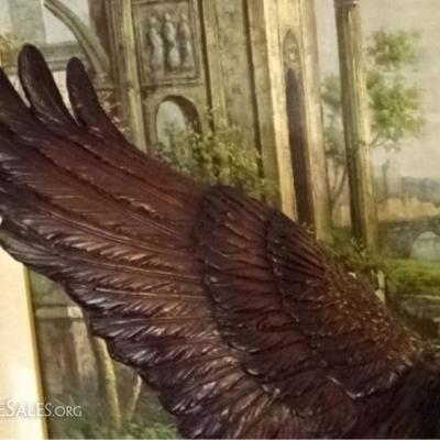 LOT 51: LARGE PATINATED BRONZE BALD EAGLE SCULPTURE