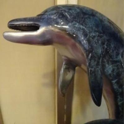 LOT 95A: HUGE PATINATED BRONZE DOLPHIN SCULPTURE