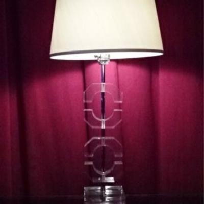 LOT 62B: LARGE STACKED BLOCK LUCITE LAMP 