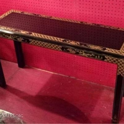 LOT 103A: CHINESE STYLE BLACK AND GOLD CONSOLE TABLE BY JASPER