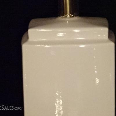 LOT 84A: PAIR WHITE CERAMIC AND LUCITE LAMPS