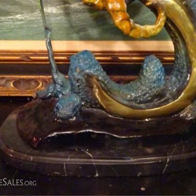 LOT 66: LARGE SEAHORSE BRONZE SCULPTURE