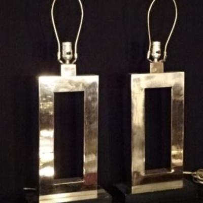 LOT 112C: PAIR MODERN CHROME TABLE LAMPS