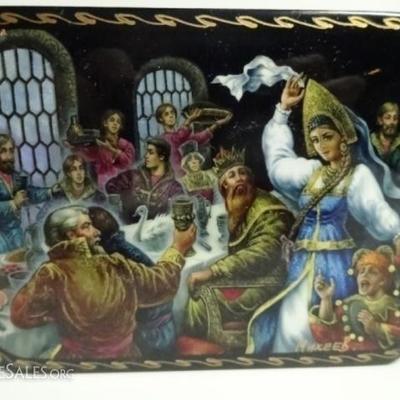 LOT 83B: 6 PC RUSSIAN HAND PAINTED LACQUERED BOXES