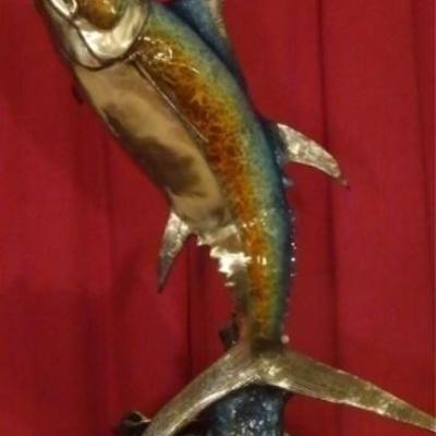 LOT 102: HUGE PATINATED BRONZE TUNA SCULPTURE