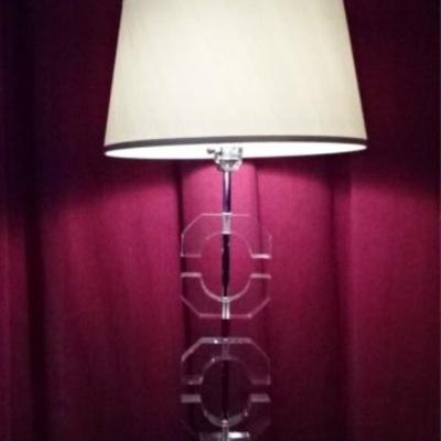 LOT 62B: LARGE STACKED BLOCK LUCITE LAMP 