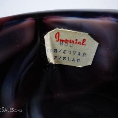 LOT 128: VINTAGE MID CENTURY IMPERIAL PURPLE SLAG GLASS OWL