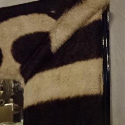 LOT 51C: ZEBRA PRINT NATURAL STEER HIDE FRAMED MIRROR