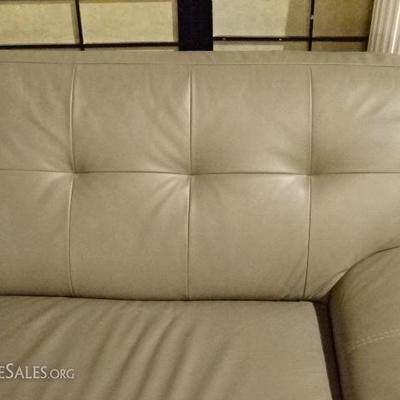 LOT 59: MODERN DESIGN TAUPE LEATHER SOFA - 2 AVAILABLE!