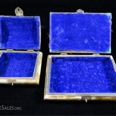 LOT 193: 2 PC CAMEL BONE BOXES, APPROX 3" X 4" & APPROX 4" X 6"