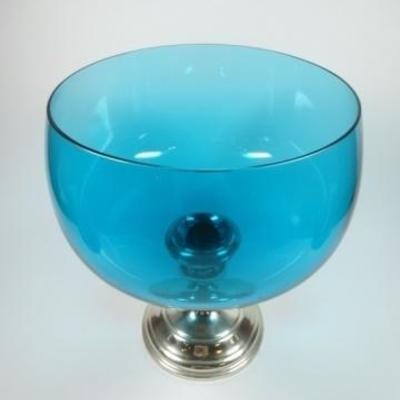 LOT 48A: GORHAM STERLING BLUE GLASS COMPOTE BOWL