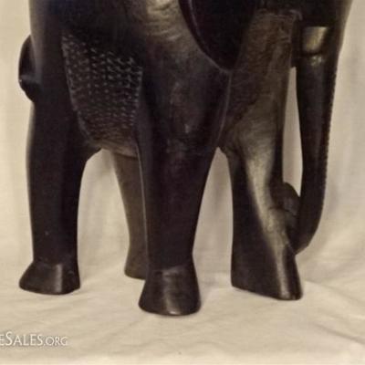 LOT 79D: AFRICAN CARVED WOOD ELEPHANT SCULPTURE