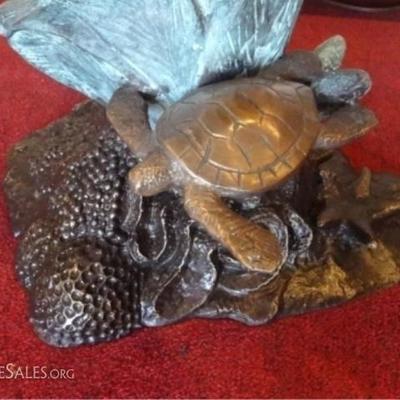 LOT 103: BRONZE SEA TURTLE SCULPTURE
