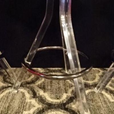 LOT 102A: 3 CLEAR LUCITE AND CHROME BARSTOOLS