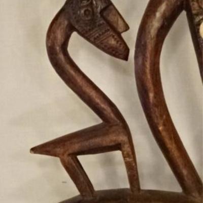 LOT 25: AFRICAN CHIWARA BAMARA WOOD ANTELOPE SCULPTURE
