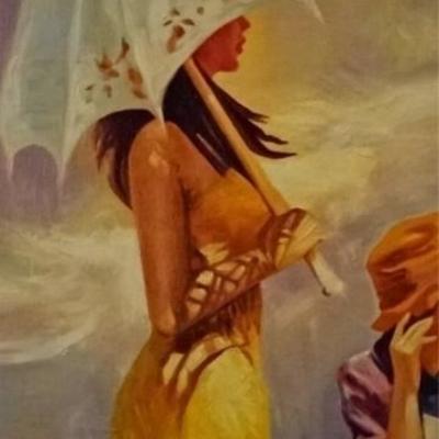 LOT 79: HUGE AFTER PINO DAENI OIL ON CANVAS PAINTING