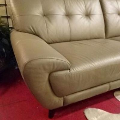 LOT 59A: MODERN DESIGN TAUPE LEATHER SOFA - 2 AVAILABLE!