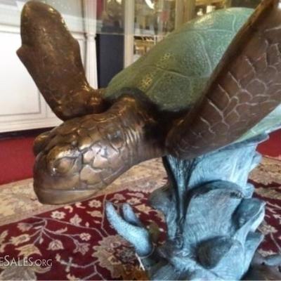 LOT 103: BRONZE SEA TURTLE SCULPTURE
