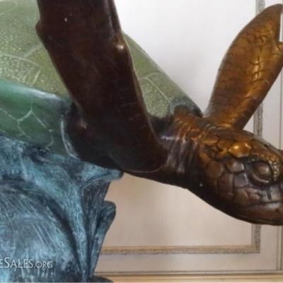 LOT 103: BRONZE SEA TURTLE SCULPTURE