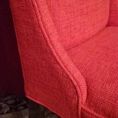 LOT 83: PAIR MODERN CHAIRS, TEXTURED BLOOD ORANGE UPHOLSTERY