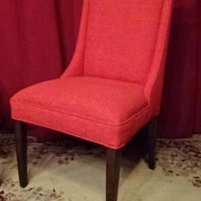 LOT 83: PAIR MODERN CHAIRS, TEXTURED BLOOD ORANGE UPHOLSTERY