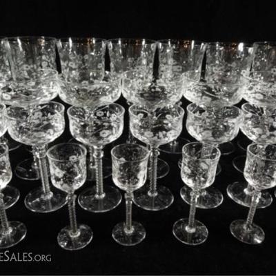 LOT 96D: 38 PC ANTIQUE CRYSTAL STEMWARE