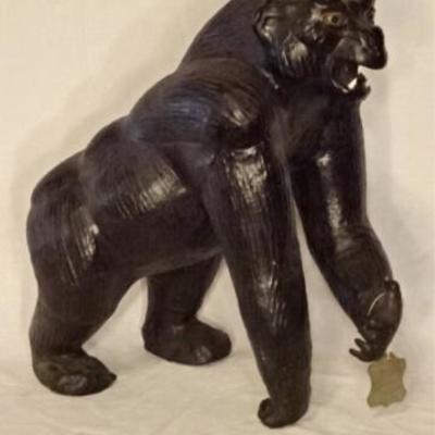 LOT 24A: LARGE LEATHER GORILLA SCULPTURE
