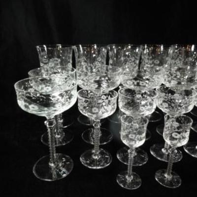 LOT 96D: 38 PC ANTIQUE CRYSTAL STEMWARE
