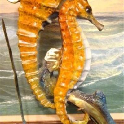 LOT 66: LARGE SEAHORSE BRONZE SCULPTURE