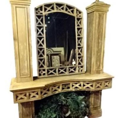 LOT 41A: 2 PC CUSTOM WOOD CONSOLE TABLE AND MIRROR, TWO AVAILABLE!