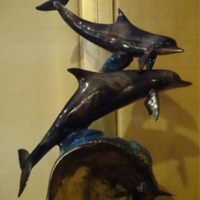 LOT 145: LARGE PATINATED BRONZE SCULPTURE