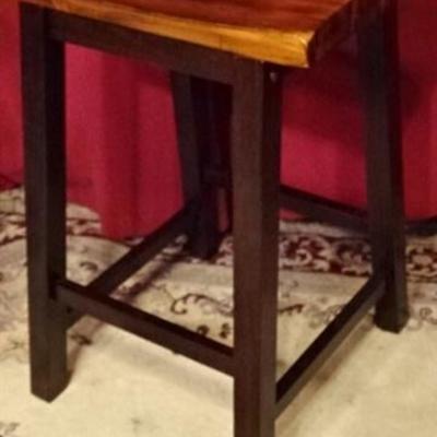 LOT 87A: PAIR ASIAN STYLE WOOD BARSTOOLS
