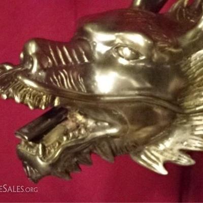 LOT 104: HUGE BRONZE CHINESE DRAGON SCULPTURE