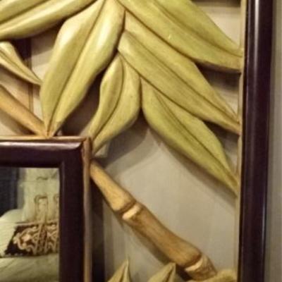 LOT 55B: HUGE BAMBOO MOTIF WOOD MIRROR