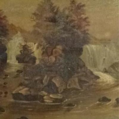 LOT 23: ANTIQUE C. W. LEPPER OIL ON BOARD PAINTING, WATERFALL