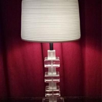 LOT 71D: LARGE STACKED BLOCK LUCITE LAMP