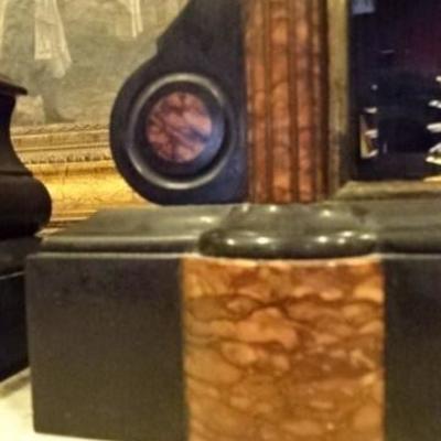 LOT 55A: 19TH CENTURY FRENCH BLACK MARBLE CLOCK GARNITURE