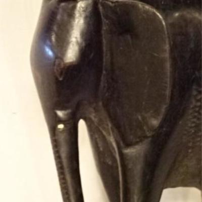 LOT 79D: AFRICAN CARVED WOOD ELEPHANT SCULPTURE