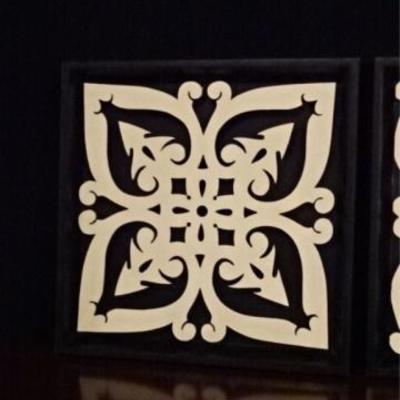 LOT 56C: 2 FRAMED STENCIL CUT PLAQUES
