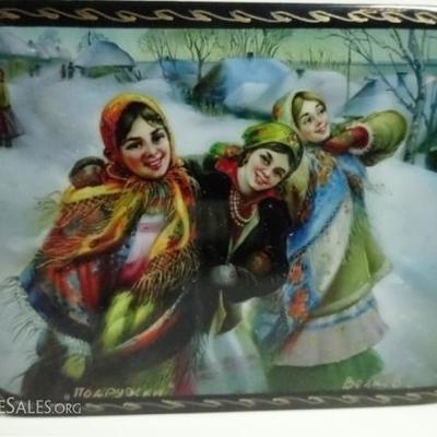 LOT 83B: 6 PC RUSSIAN HAND PAINTED LACQUERED BOXES