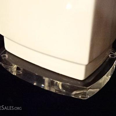 LOT 84A: PAIR WHITE CERAMIC AND LUCITE LAMPS