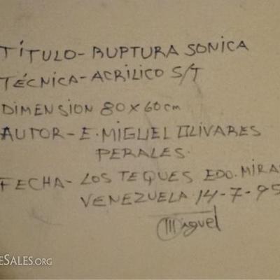 LOT 50C: MIGUEL PERALES SURREALIST ACRYLIC ON CANVAS PAINTING