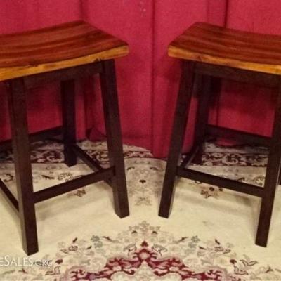 LOT 87A: PAIR ASIAN STYLE WOOD BARSTOOLS