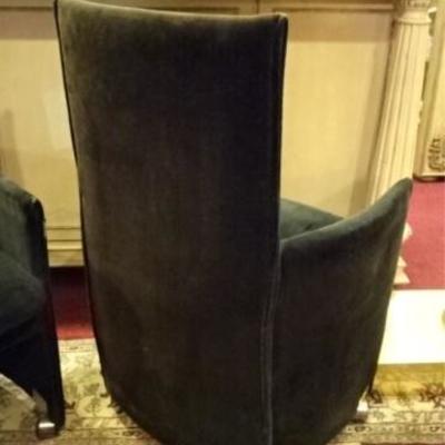 LOT 25B: PAIR MID CENTURY MODERN VELVET ARM CHAIRS